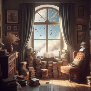 کتاب خواندن در کنار پنجره