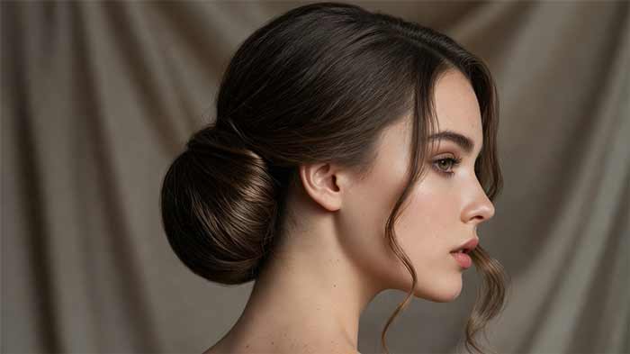 شینیون پایین گوجه‌ای کلاسیک (Low Classic Chignon)