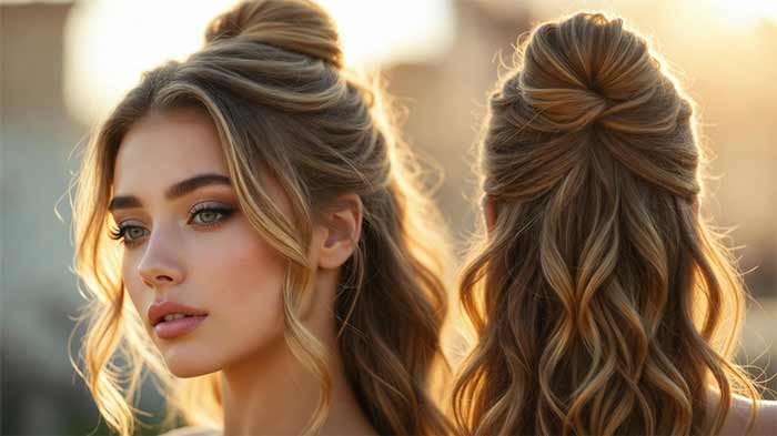 شینیون نیمه‌باز اروپایی (Half-Up Chignon)