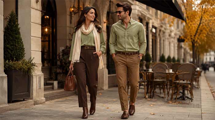 پسته‌ای و قهوه‌ای؛ ترکیبی گرم و طبیعی